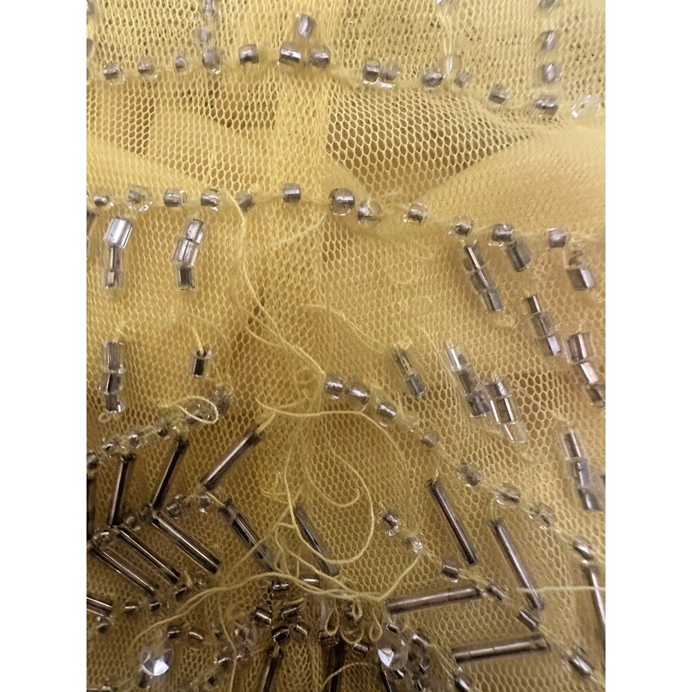 Adrianna Papell Yellow Beaded Mesh Art Deco Geometric Gala Dress Sz 12 NWT $ 298 - Picture 10 of 12